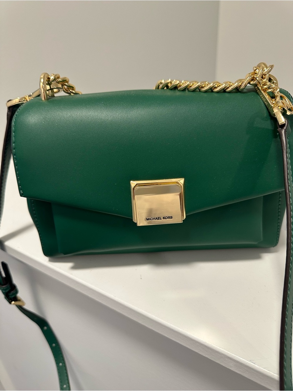 Michael Kors Emerald Leather Chain Small Shoulder Bag